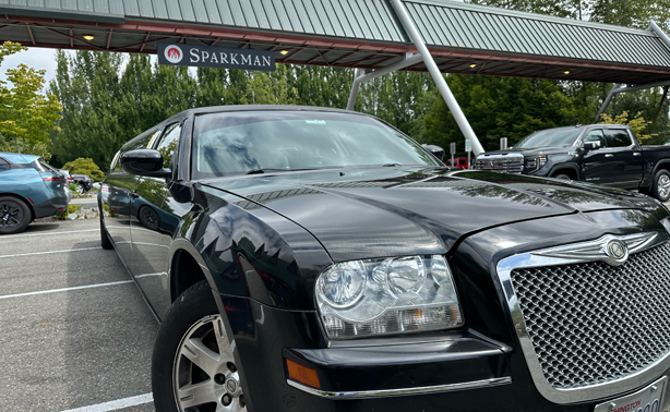 Starline's black stretch limo dropping of a wedding party at a venue near Seattle at Old Redhook Brewery.