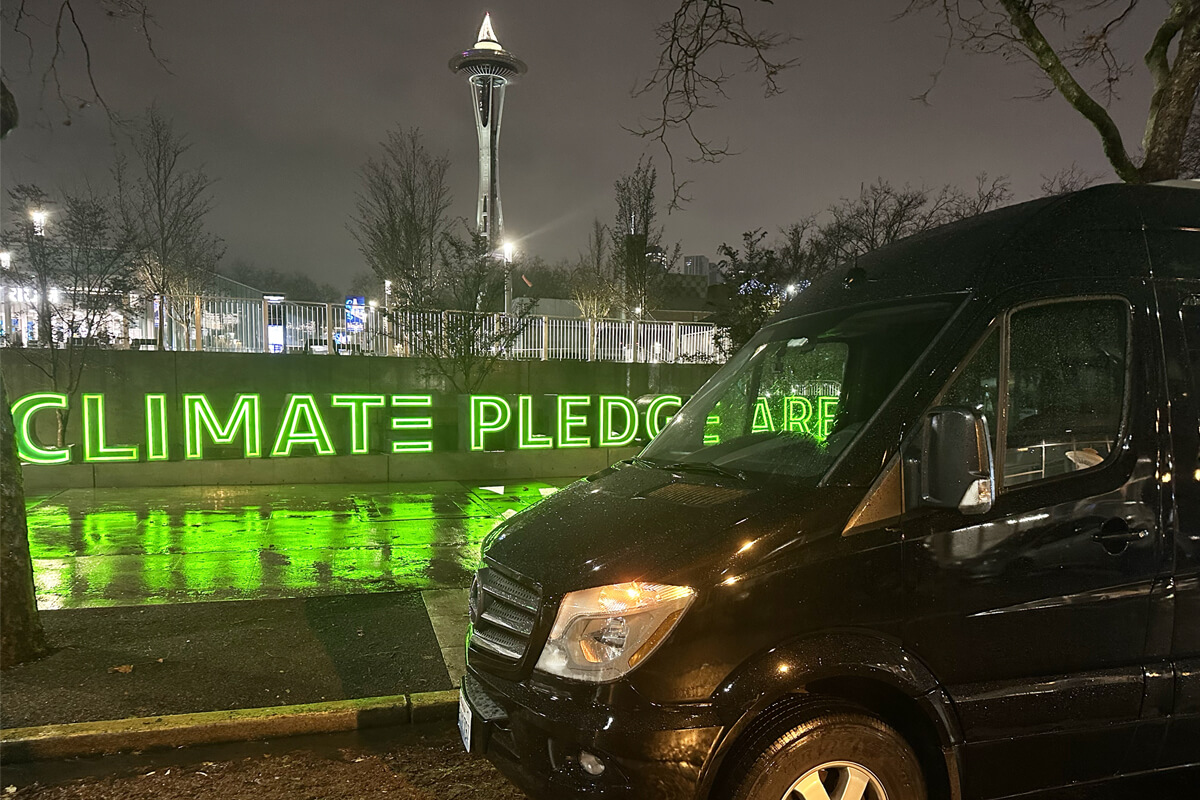 Executive Sprinter van providing private group transportation service in Seattle, serving Renton area clients.