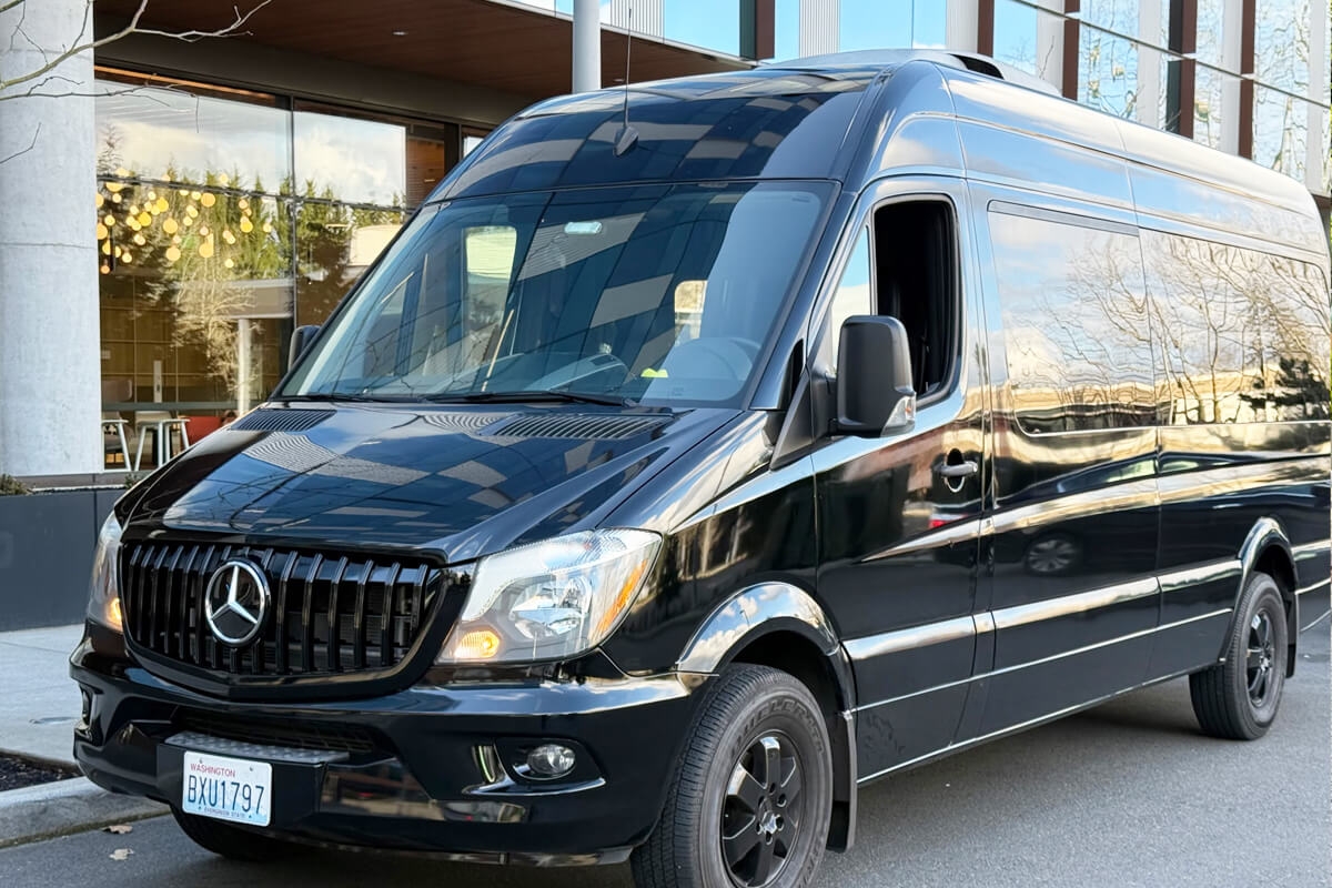 Black Sprinter Van for Seattle group transportation and business event travel