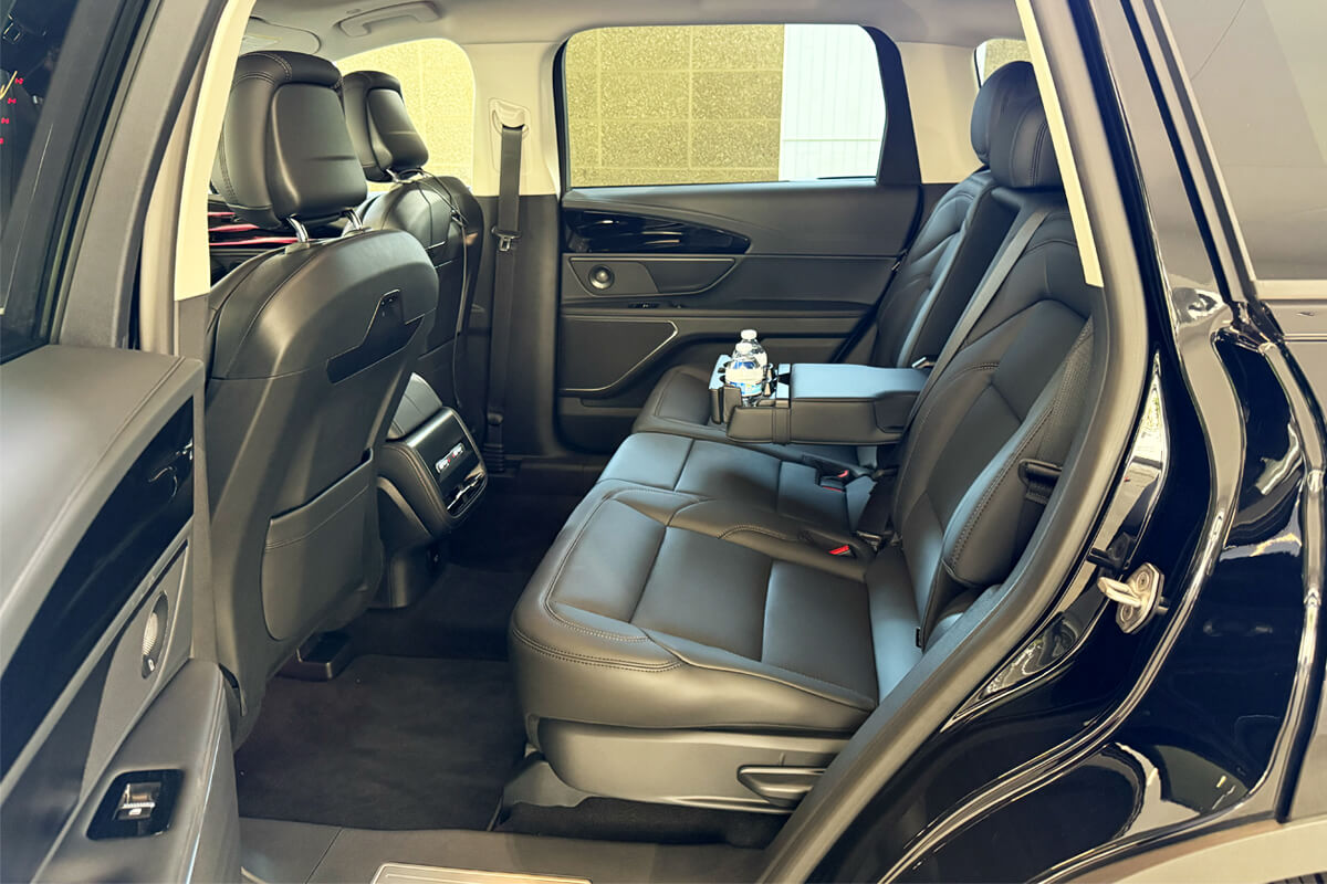 Interior of a black SUV used for Bothell town car service and airport transportation